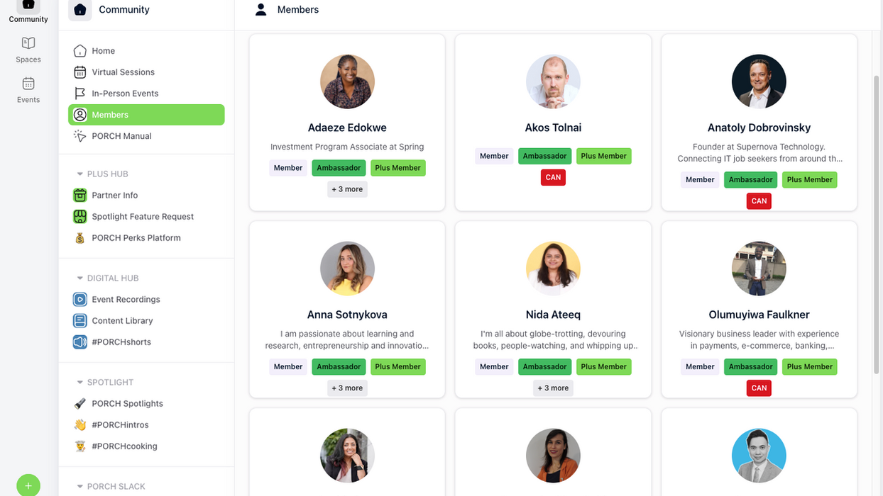 PORCH member directory