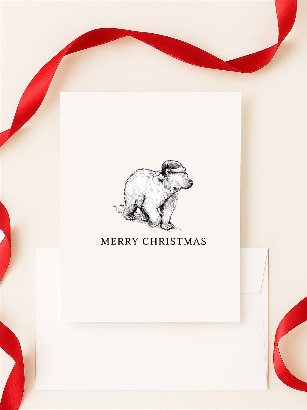 Christmas Polar Bear Blank Greeting Card - A6 with envelope