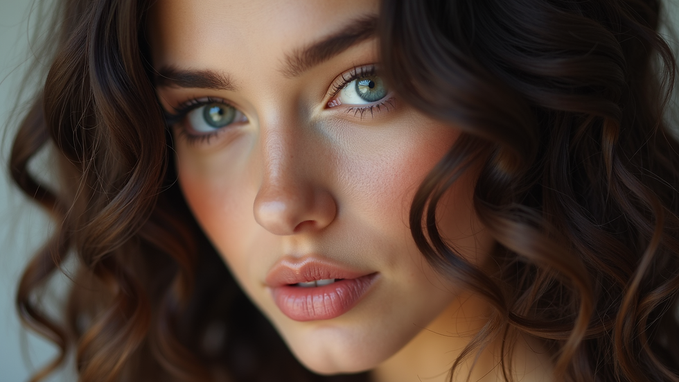 Close-up view of a lace front wig with natural hairline and soft curls