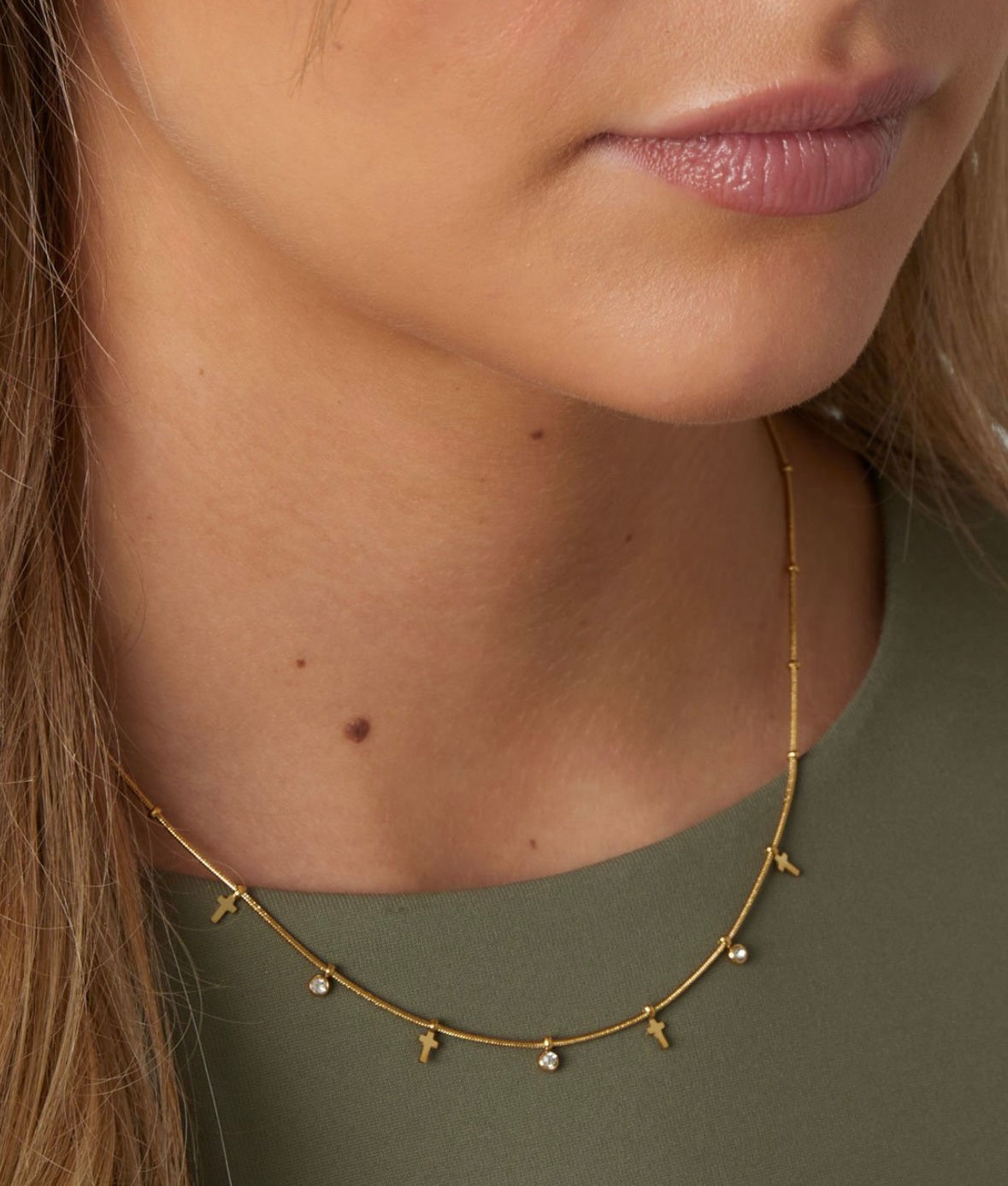 Ketting kruisjes - goud 