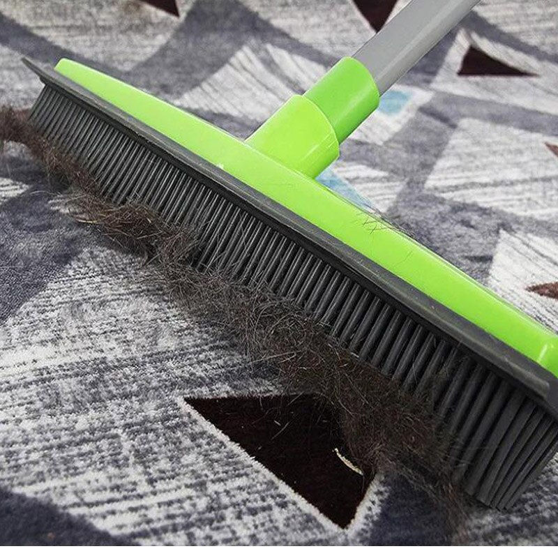Thumbnail: Telescopic Broom w/ Magic Rubber Bristles Great For Removing Pet Hair!