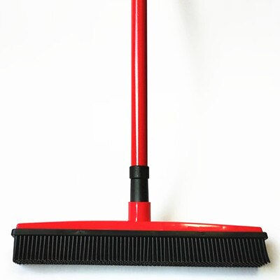 Thumbnail: Telescopic Broom w/ Magic Rubber Bristles Great For Removing Pet Hair!