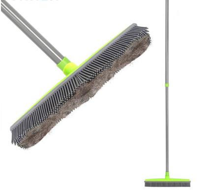 Thumbnail: Telescopic Broom w/ Magic Rubber Bristles Great For Removing Pet Hair!