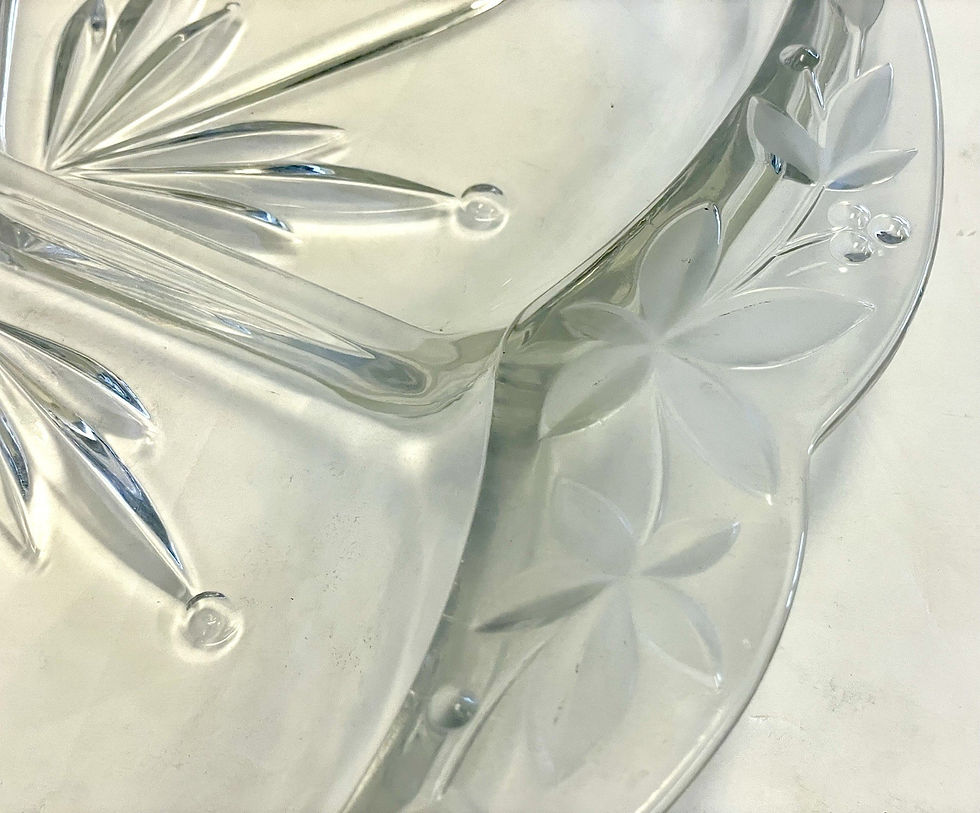 Thumbnail: Mikasa Garden Terrace Clear Crystal 3 Part Divided Serving Tray 12" Floral