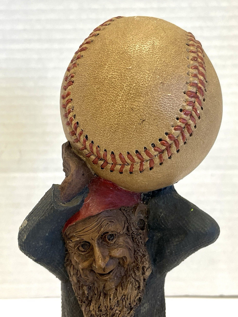 Thumbnail: Signed Tom Clark "Atlas" Gnome Figurine, Gnome Holding Baseball 1990 Vintage