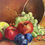 Thumbnail: Still Life Fruit Painting w Grapes, plums & Apples By A. Fried Original 12"x16"