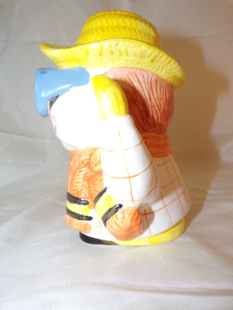 Thumbnail: Vintage Bank Character Orange Scarf, Yellow Hat & Blue Glasses, Waving its hand