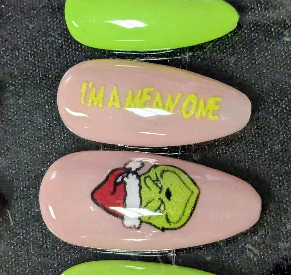 Thumbnail: The Grinch Christmas Themed Hand Painted Press On Nails D.I.Y Brand New Colorful