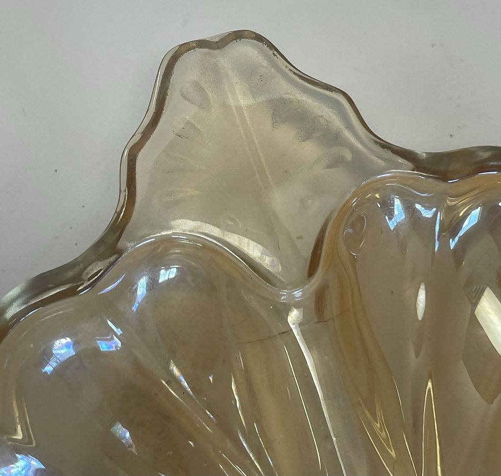 Thumbnail: Vintage Marigold Carnival Glass 3 Part Clover Serving Candy Dish Preloved