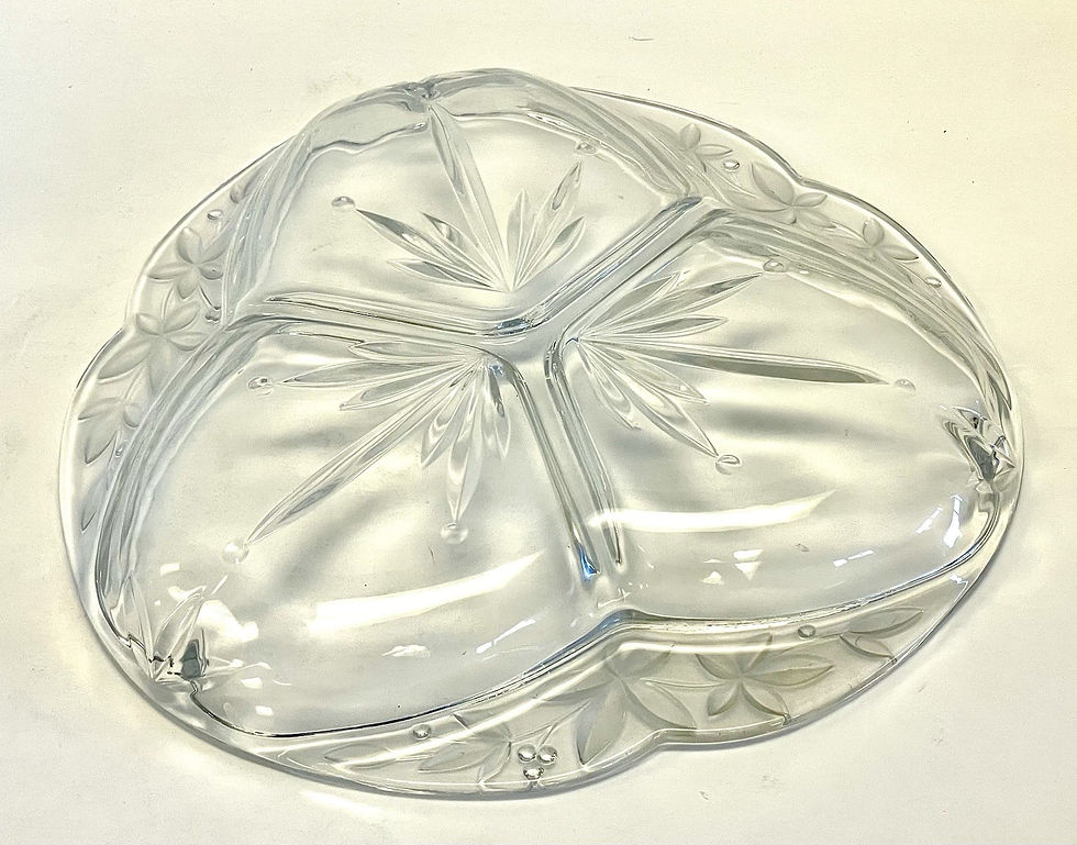 Thumbnail: Mikasa Garden Terrace Clear Crystal 3 Part Divided Serving Tray 12" Floral