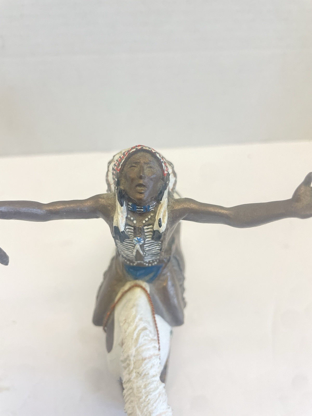 Deliverance By Chuck Ren Native American Warrior Statue with Spear on Horse 1993