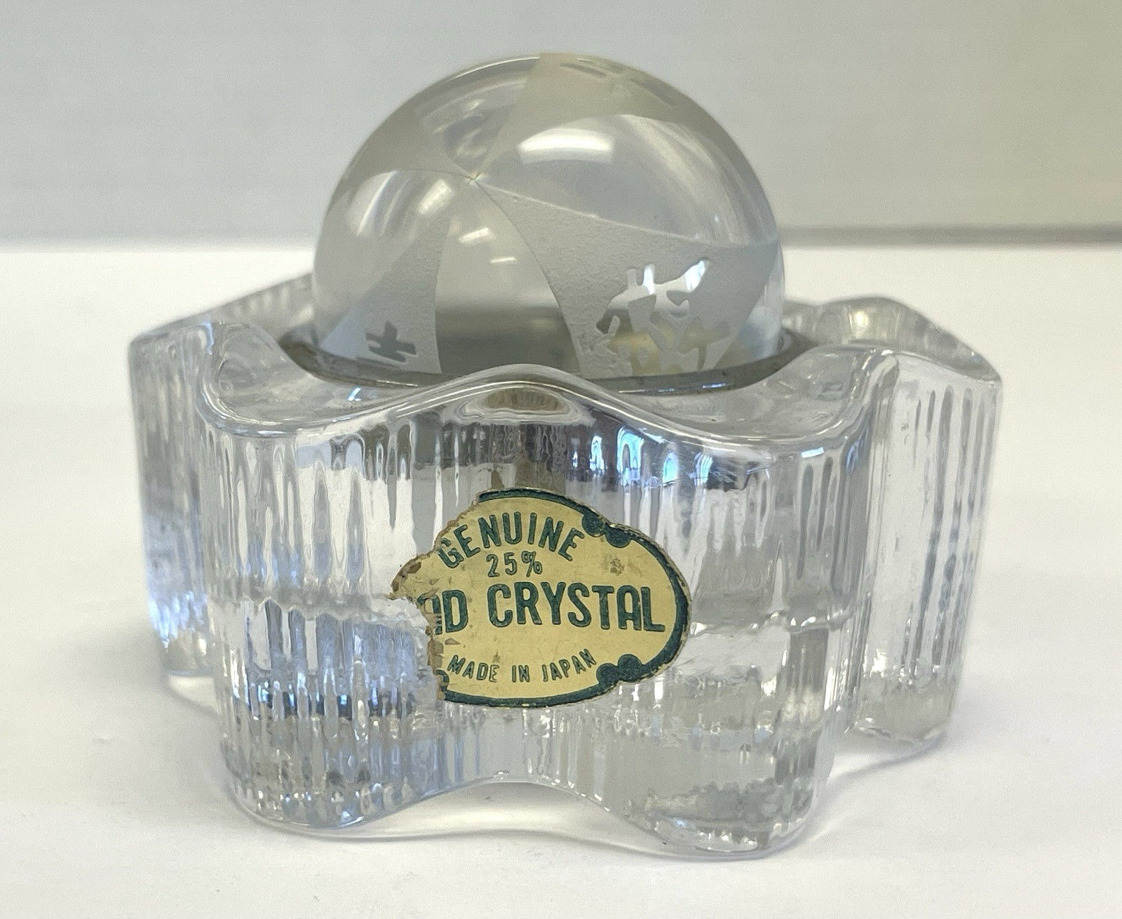 Asian Chinese Character Crystal Ball with Crystal Base (Japan) 2 Piece Set