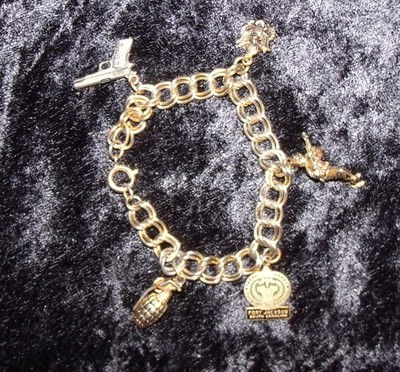 Thumbnail: Military Charm Bracelet ~ Crest Craft Vintage ~ 5 Charms, Gun, Fort Jackson, SC