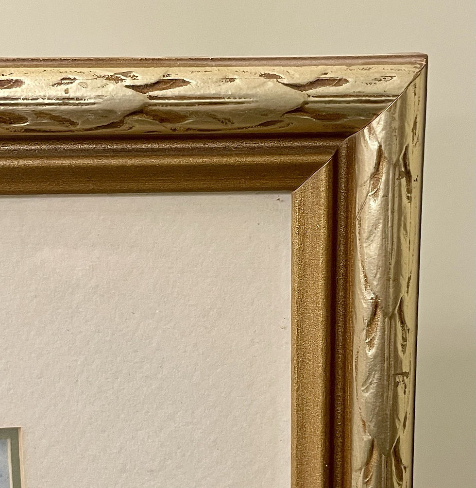 Thumbnail: Vintage Pair Of 2 Rose Painting Prints By Sonie Ames With Gold Gilt Frame