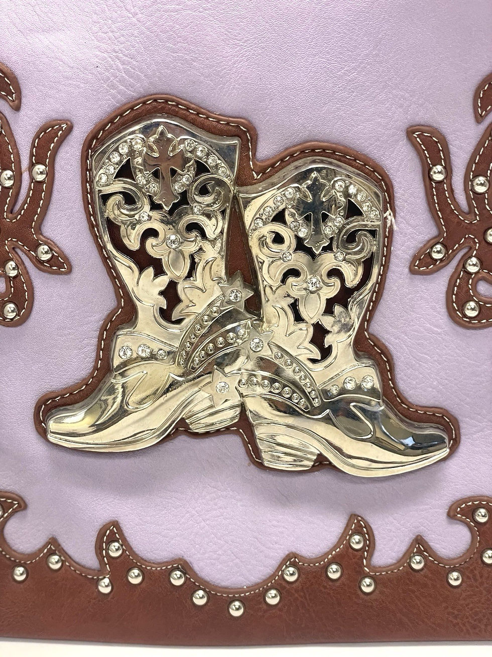 Thumbnail: Blue Heaven Purple Lavender Leather Cowboy Girl Boots Purse