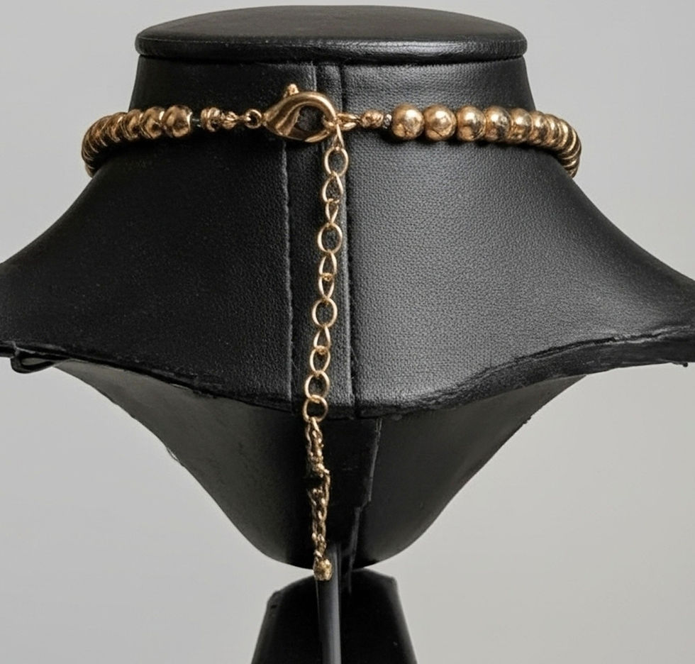 Thumbnail: Gold Tone Fringe Bib Necklace w/ Blue Crystals – Dramatic Boho Statement Collar