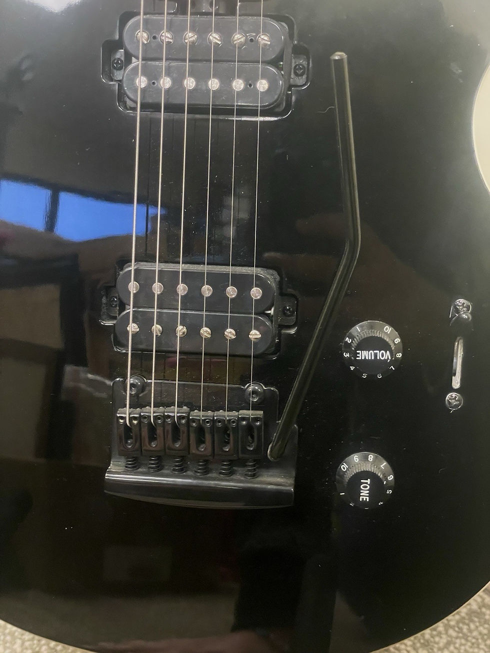 Thumbnail: Rare Sterling by Music Man Axis 7-String Electric Guitar Black, Double Lock Trem