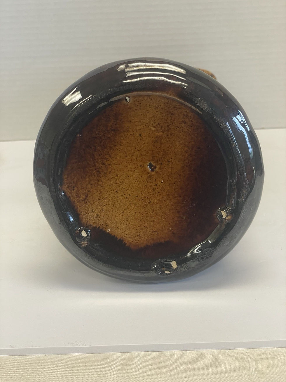 Thumbnail: Antique Bennington Rockingham 12" Tall Earthenware Brown Glaze Pottery Pitcher