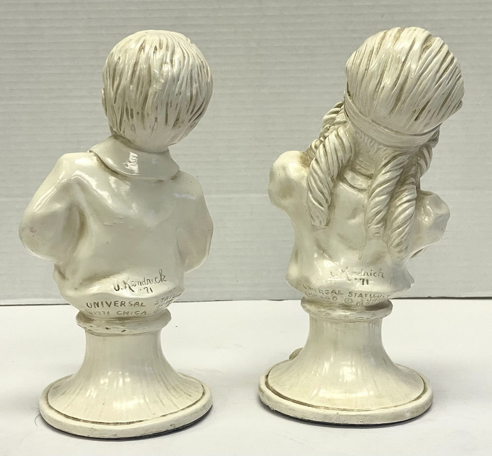 Thumbnail: Pair Of Vintage Bust “Practicing Saxophone” By J. Kendrick Statues 1971