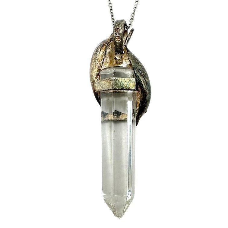 Thumbnail: Sterling Silver Cable Chain Necklace With 2 Dolphins Clear Crystal Pendant