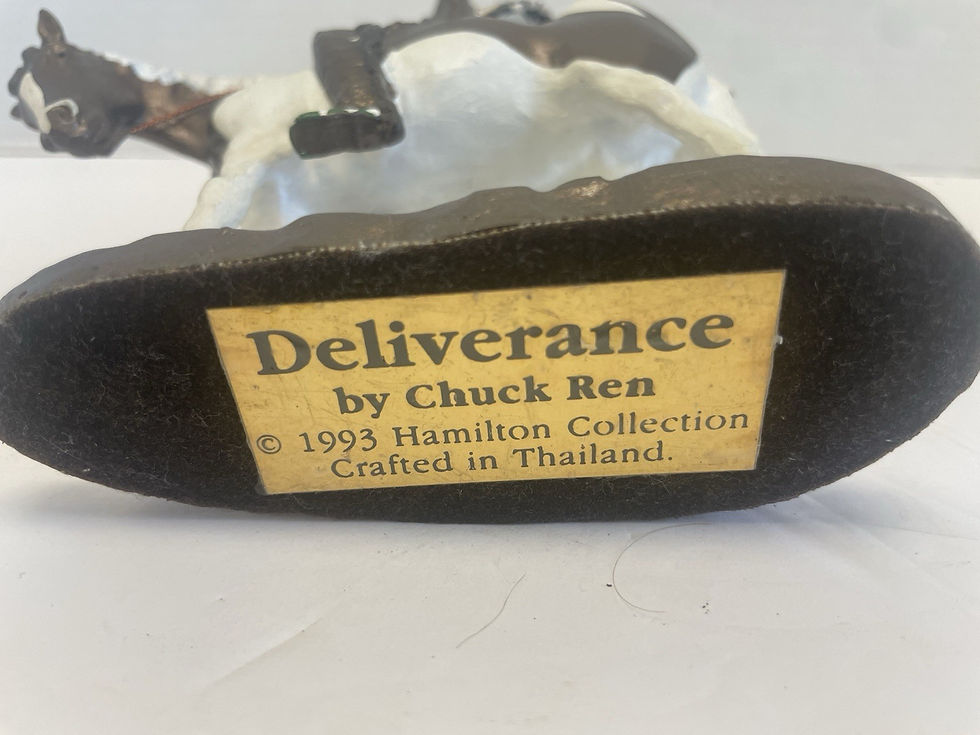 Thumbnail: Deliverance By Chuck Ren Native American Warrior Statue with Spear on Horse 1993
