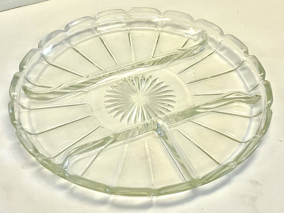 Thumbnail: Vintage Indiana Glass Colonial Starburst #272 Scalloped Divided Serving Tray 10"