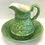 Thumbnail: Colonial Green Ceramic Pitcher & Wash Bowl Set "Tam O'Shanter" William Ridgeway