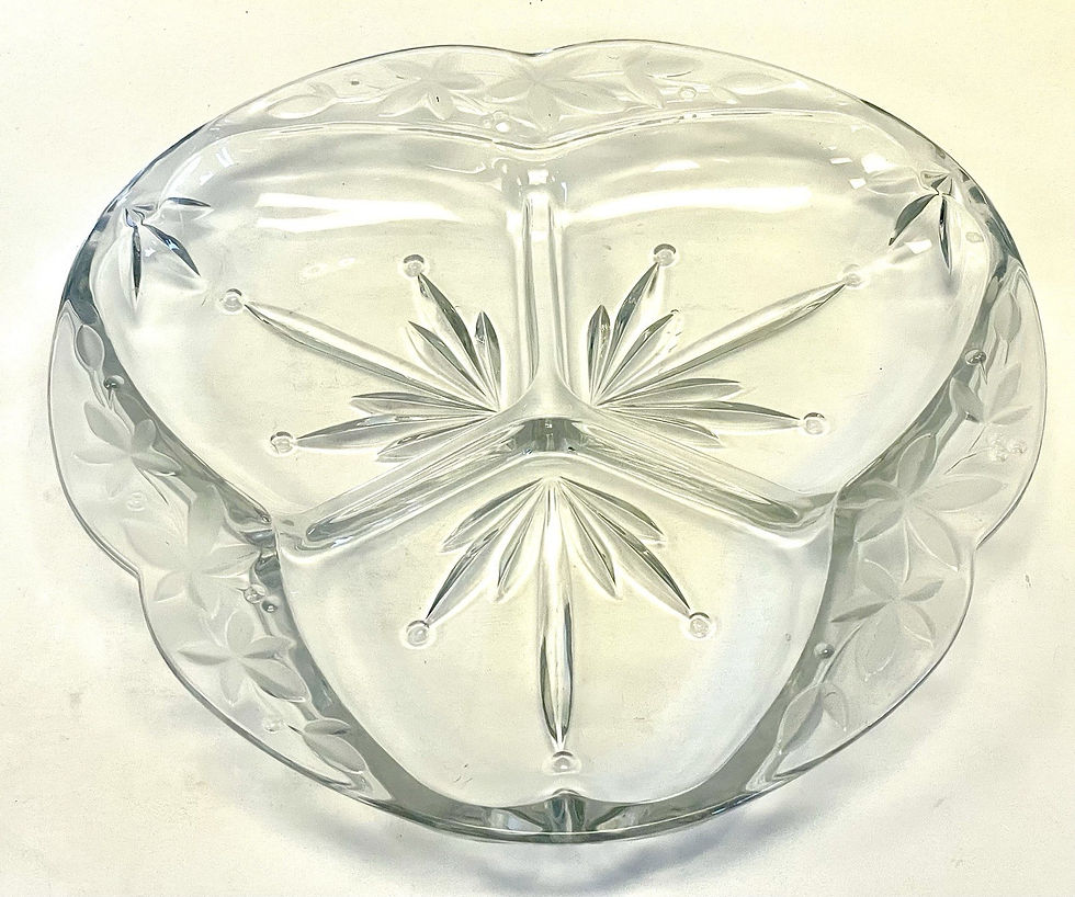 Thumbnail: Mikasa Garden Terrace Clear Crystal 3 Part Divided Serving Tray 12" Floral