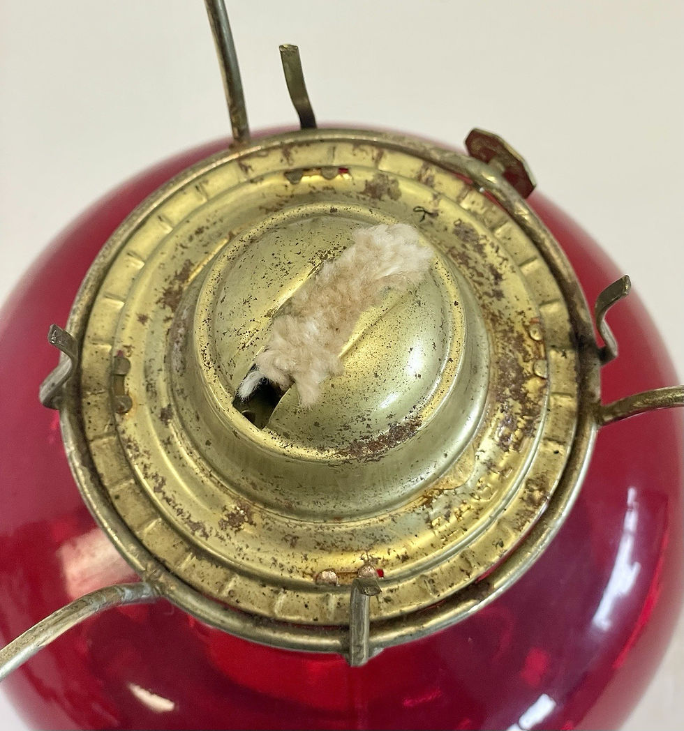Thumbnail: Vintage Plume & Atwood Cranberry Ruby Red Glass Oil/Kerosene Lamp Base 1800s
