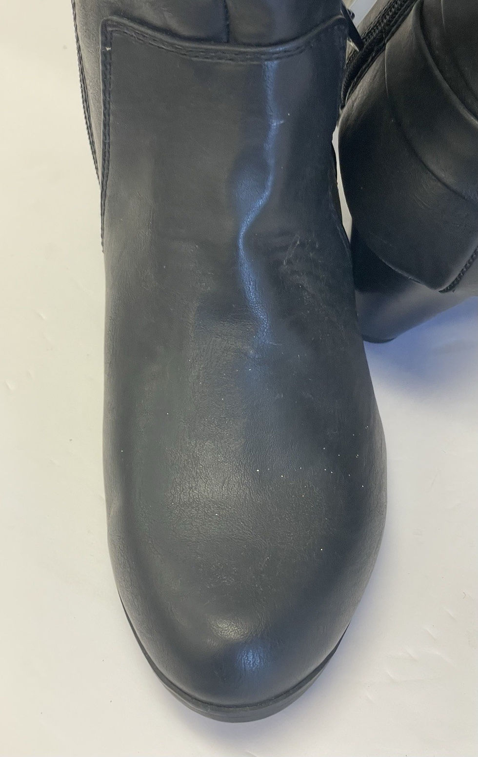 Thumbnail: Women's Black Faux Leather Mid-Calf Boots with Side Zipper Size 7 New