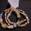 Thumbnail: Ashley Cooper Set of 3 Egyptian Style Beaded Bracelets Gold, Gray, Brown New/Box