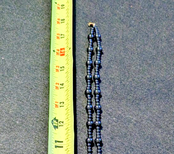 Thumbnail: Vintage Trifari Double Strand Black Bead Necklace Gold Tone Clasp 18 Inch