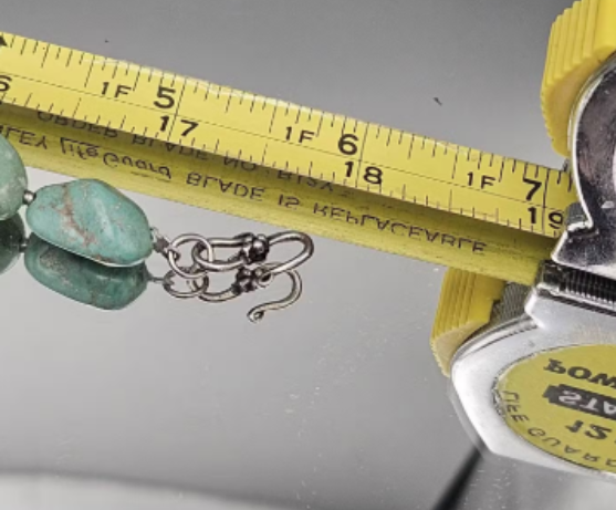 Thumbnail: Natural Turquoise Nugget Necklace Huge Raw Pendant 18" Sterling Boho