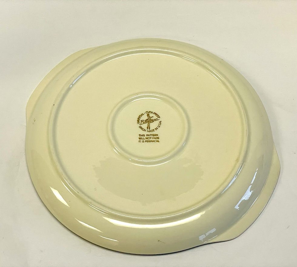 Thumbnail: Vintage Universal Ballerina Permacal Moss Pink Rose Handled Serving Platter USA