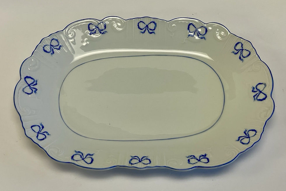 Thumbnail: Vista Alegre Ruban Blue Ribbon Fine Porcelain Oval Serving Plate Portugal 14x9.5