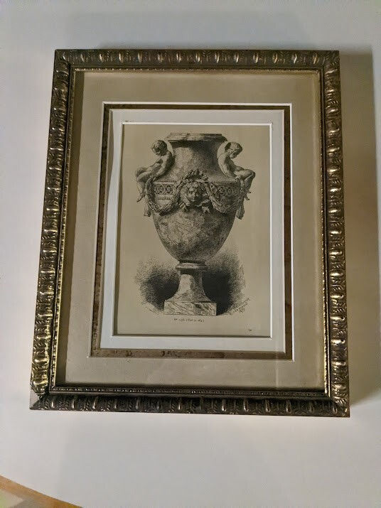 Thumbnail: Vintage Framed Lithograph Persian Vase Illustration by CH Kreutzberger 1879