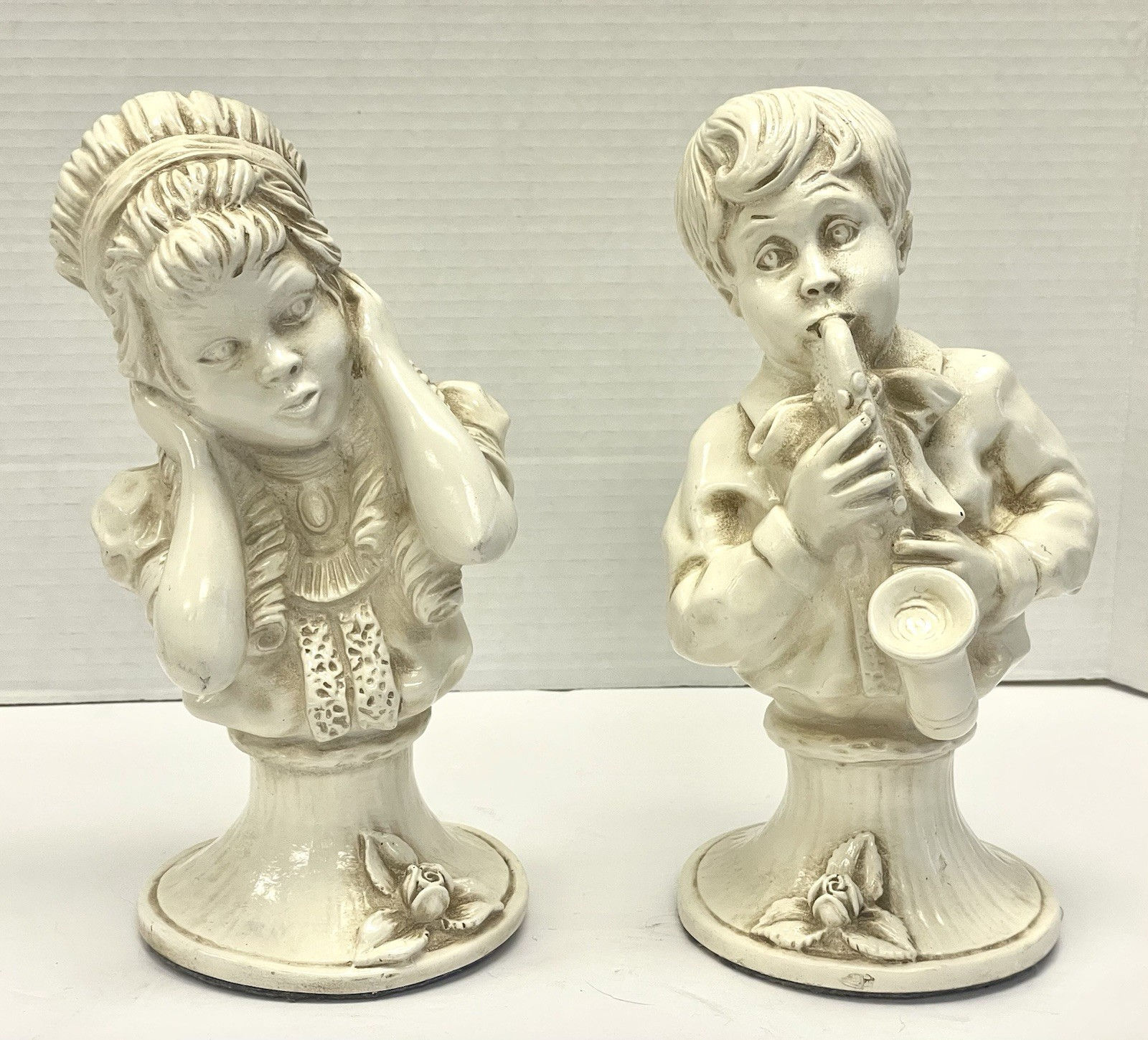 Pair Of Vintage Bust “Practicing Saxophone” By J. Kendrick Statues 1971