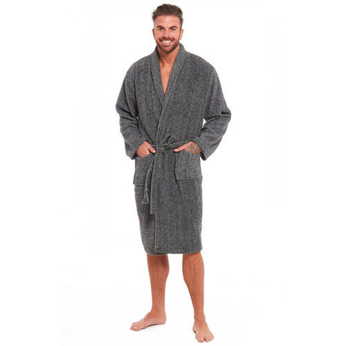 MENS FLEECE DRESSING GOWN WITH SHAWL COLLAR HomeVibeDeals