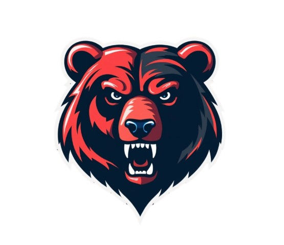 Eye-level view of a football field with Carolina Bears logo at midfield