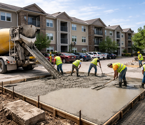 Concrete work at apartment parking lot.png