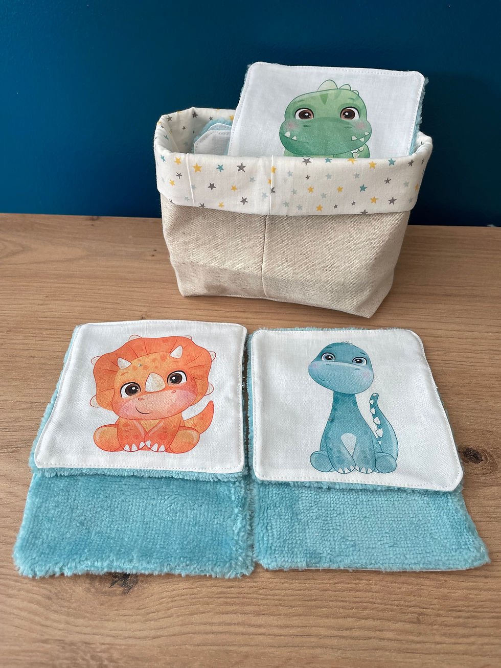 Miniature : Panier et lingettes lavables et réutilisables : les animaux