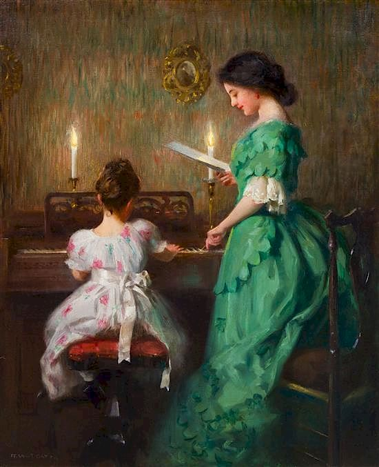 The Piano Lesson oil on canvas - James Francis Day (1863-1942)