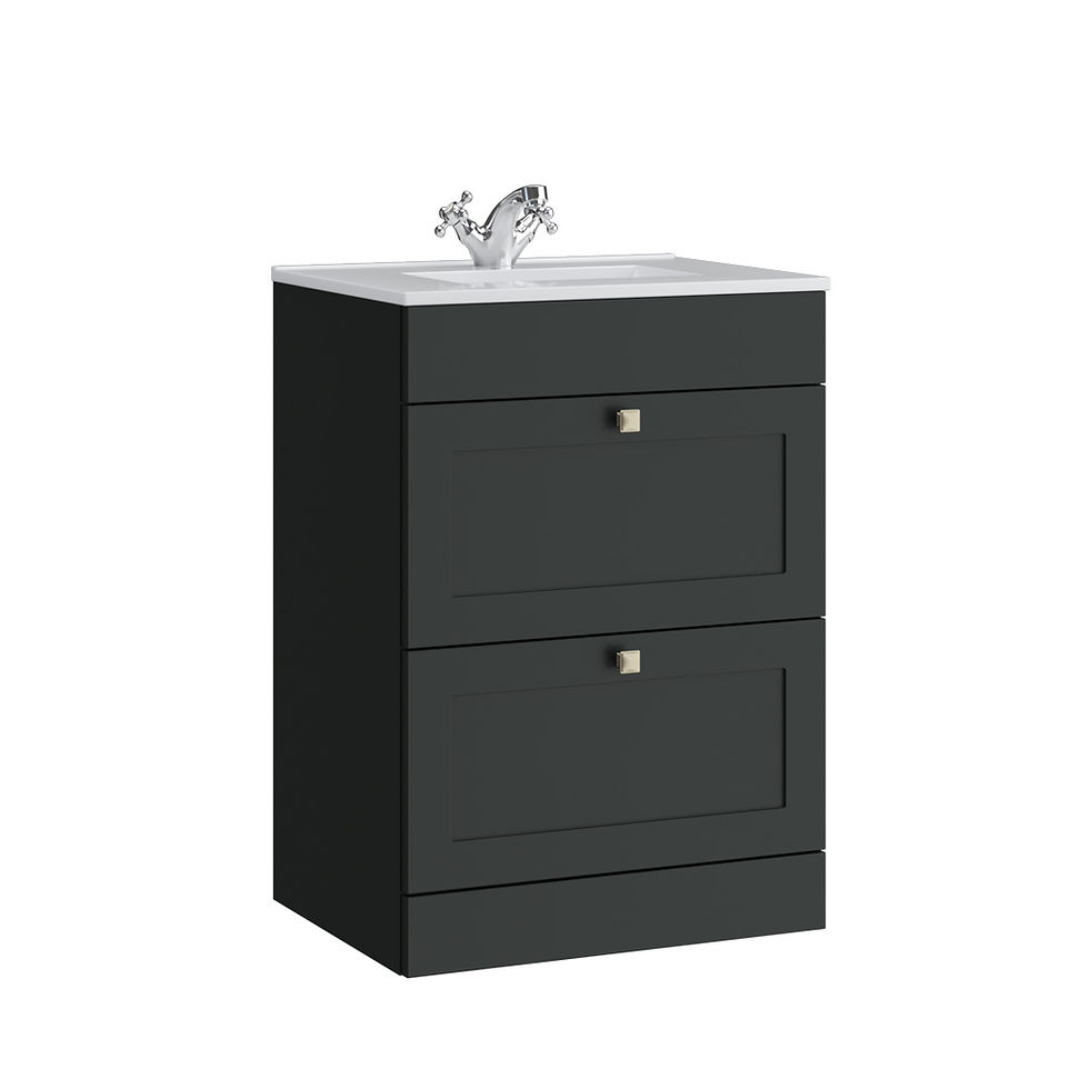 Thumbnail: Serenity - Shaker 600mm Floor Standing 2 Drawer Basin Unit