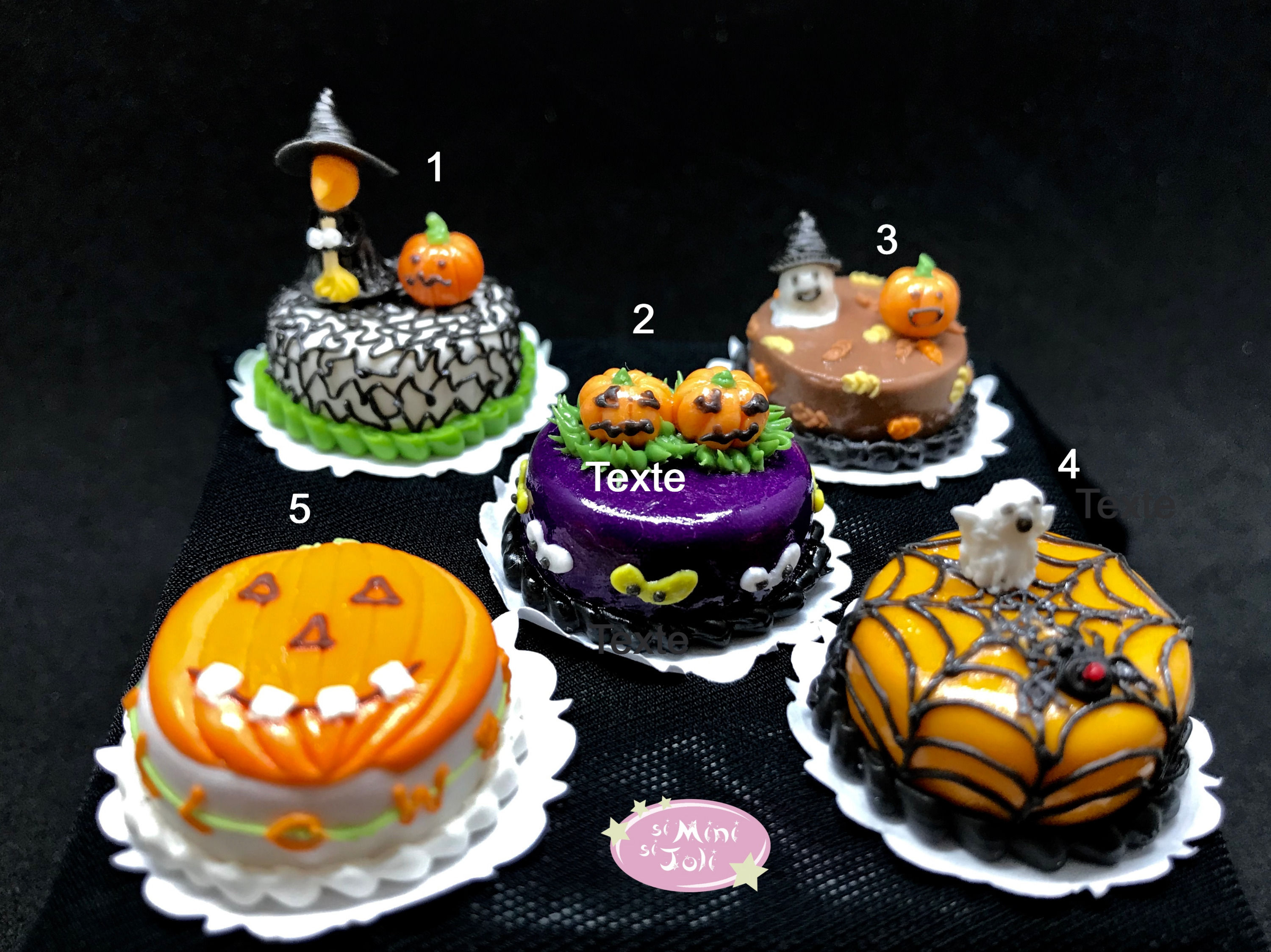 Délicieux gateaux Halloween miniature, patisserie maison de poupée 1/12