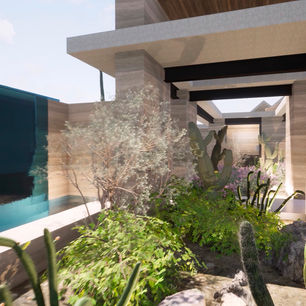 Atrium Desert Home by James McNeal, Owner and Principal Architect at JMAD - James McNeal Architecture & Design. Creative architecture firm specializing in enduring artistry & high-end luxury commercial & residential design. Architectural photography, architect portfolio. Dream house inspiration, custom homes, mansion, luxurious lifestyle. Concept renderings. Front tuscan style exterior, entrances, privacy wall, water feature, waterfall for secluded privacy. Plot of land, lot for sale, land and home concept. Overlooking Pinnacle Peak Scottsdale AZ Arizona. Organic architecture blending into nature surroundings. 