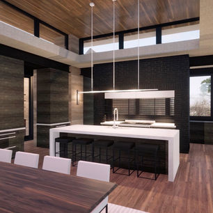 Atrium Desert Home by James McNeal, Owner and Principal Architect at JMAD - James McNeal Architecture & Design. Creative architecture firm specializing in enduring artistry & high-end luxury commercial & residential design. Architectural photography, architect portfolio. Dream house inspiration, custom homes, mansion, luxurious lifestyle. Concept renderings. Plot of land, lot for sale, land and home concept. Overlooking Pinnacle Peak Scottsdale AZ Arizona. Organic architecture blending into nature surroundings. Interiors, inspiration. Great room, living room, modern fireplace, clerestory windows, high ceilings, desert view, informal dining room, modern kitchen with island