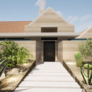 Atrium Desert Home by James McNeal, Owner and Principal Architect at JMAD - James McNeal Architecture & Design. Creative architecture firm specializing in enduring artistry & high-end luxury commercial & residential design. Architectural photography, architect portfolio. Dream house inspiration, custom homes, mansion, luxurious lifestyle. Concept renderings. Front tuscan style exterior, entrances, privacy wall, water feature, waterfall for secluded privacy. Plot of land, lot for sale, land and home concept. Overlooking Pinnacle Peak Scottsdale AZ Arizona. Organic architecture blending into nature surroundings. 