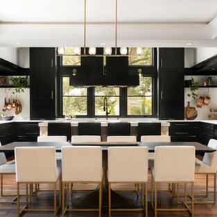 Space design JMAD James McNeal Architecture and Design, residential architecture firm specializing in high-end creative design, luxury home design, enduring artistry. Interior design inspiration. Dream house interiors. Great room, informal dining area, formal dining room, Modern European style remodel, tray ceilings, black cabinets
