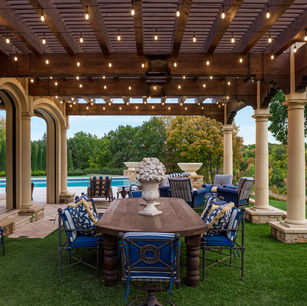 Residential Architecture architect dream home dream house luxury architecture creative details luxury design beautiful homes JMAD James McNeal Architecture and Design Tuscan Villa European inspired exterior stone arches back exterior pool house view infinity pool terrace porch patio outdoor living outdoor seating area outdoor kitchen indoor-outdoor living area entertainment