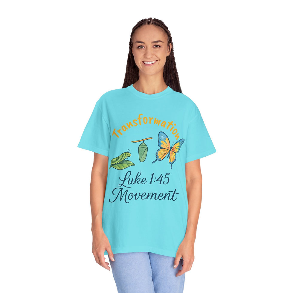 Transformational Butterfly T-Shirt, Inspirational Gift, Floral Shirt, Luke 1:45